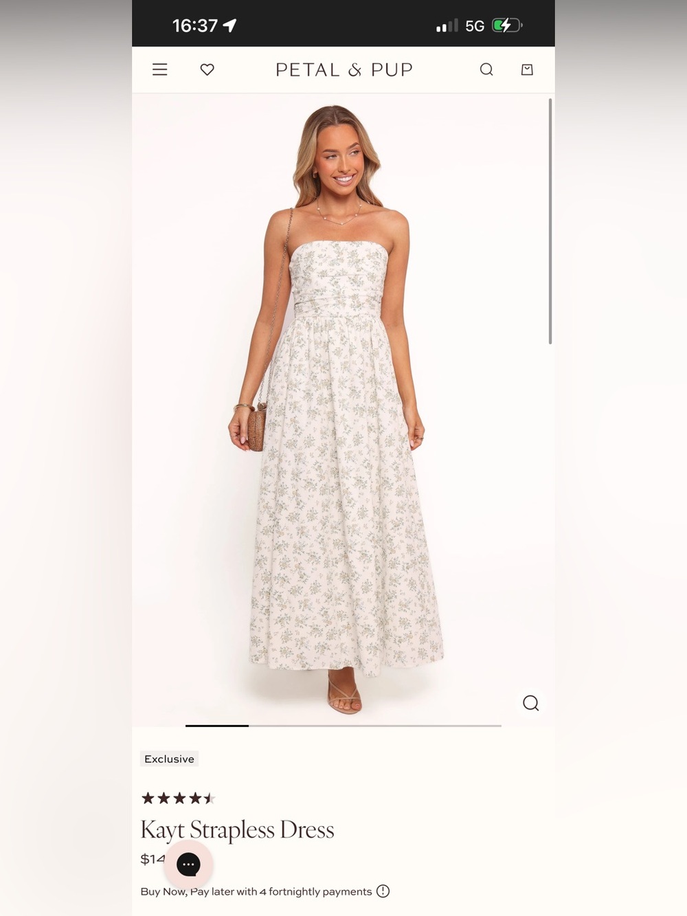 Petal & Pup White Dress with Green and Tan Floral Print - Picture 6 of 6